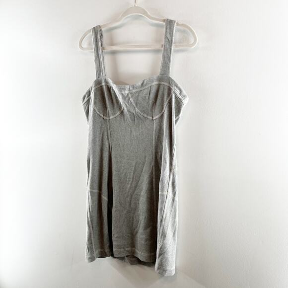 Anthropologie Sleeveless Contrast Stitch Mini Tank Dress Light Gray XL - Picture 5 of 8